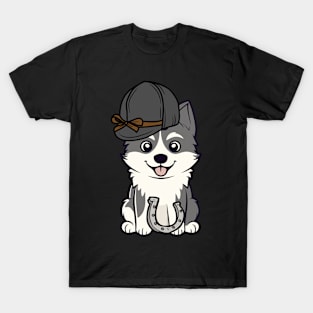 Funny husky dog is ready to ride a horse T-Shirt